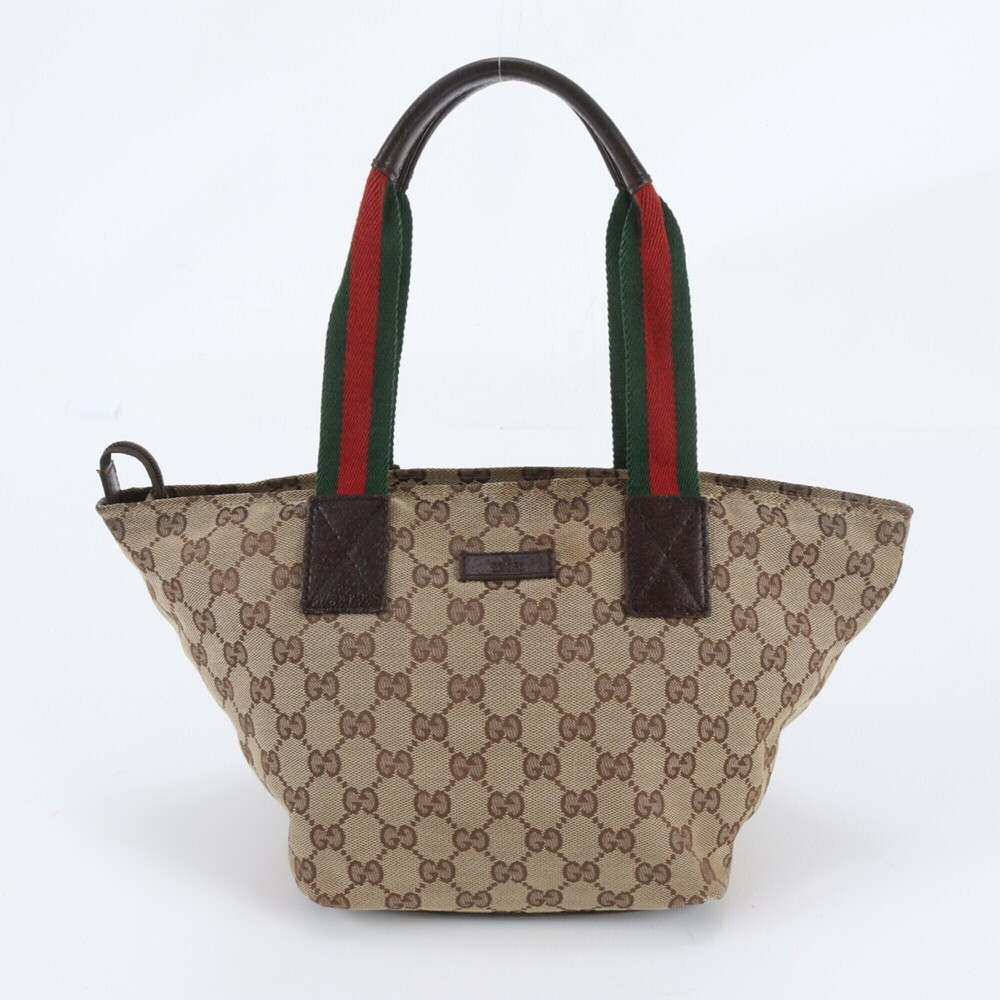 Gucci GG Canvas Sherry Line 131228 Leather Tote Bag Shoulder Handbag for Women